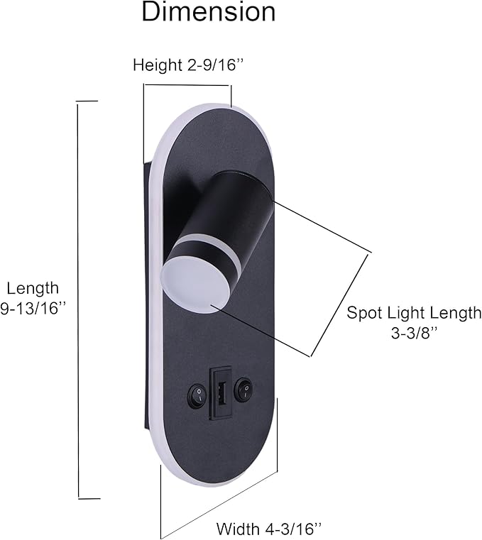 RV LED Wall Sconce Light Fixture with ON/Off Switch and USB Charging Port - 12V Bedside & Ceiling Light Fixture, 4000K Natural White Inrerior for Motorhome Marine Bedroom