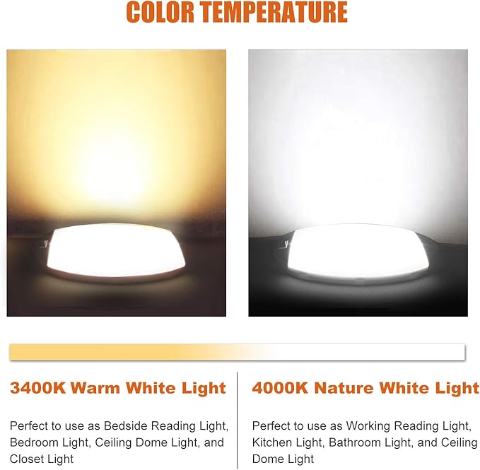 Facon 2Packs 12V LED RV Dome Light with Switch, Length: 9-1/4'', DDS01-608-CW, Large Oval Pancake Interior Lighting Fixture for RV Motorhomes Camper Caravan Trailer Boat