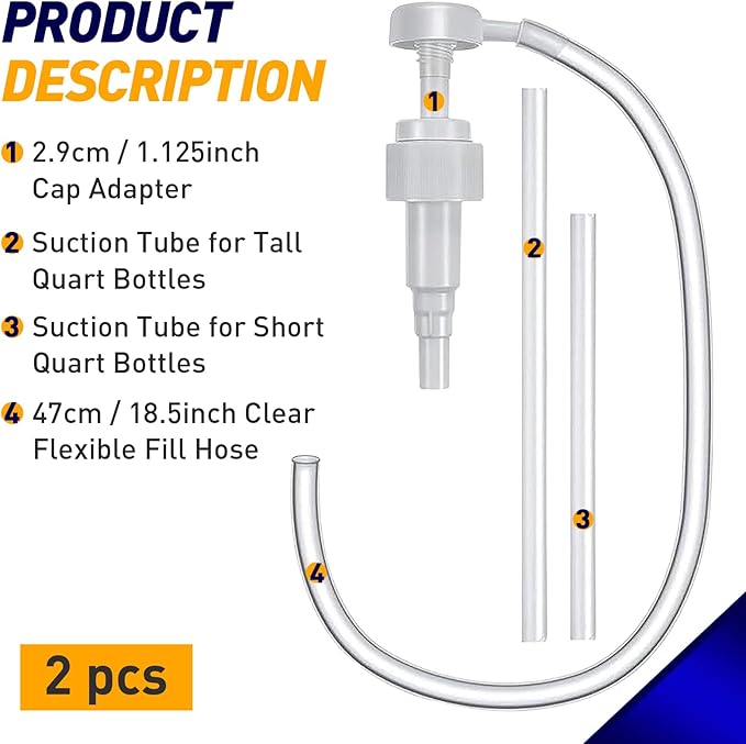 2PCS 5cc Hand Pump Transfers Gear Oil - Oil Pump for Standard Quart Bottles- Fluid Transfer Pump for Lower Unit Gear Oil - 5cc per Pump for Oil Change