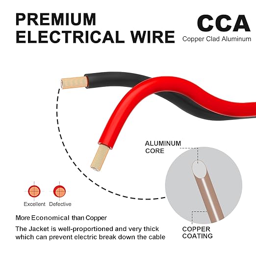 10 Gauge Wire 50FT, 10AWG Red Black Electrical Wire LED Strips Extension Cord 12V/24V DC Cable, 10 AWG 2 Conductors Flexible Low Voltage Wire for in-Home, Autos, Speaker use