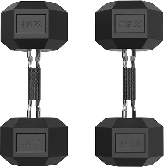 PAPABABE HEX Dumbbell Set 2.5-125lb, Rubber Encased Home Gym Dumbbells, Exercise & Fitness Weights Dumbbells for Women & Men, Hand Weight for Strength Training
