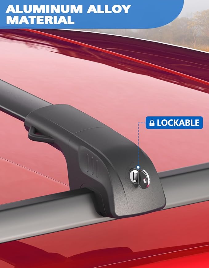 FengYu 300lb Lockable Roof Rack Cross Bars Compatible with Volkswagen VW Tiguan 2018-2026 (Not for Limited) & Taos 2022-2026, Heavy Duty Aluminum Roof Rails Crossbars Cargo Bars Canoe Rooftop Black