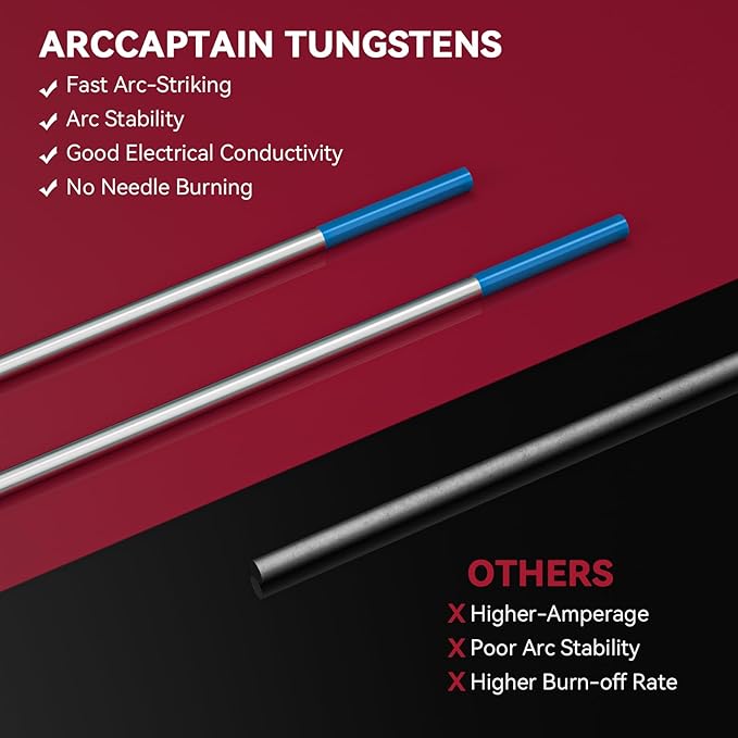 ARCCAPTAIN TIG Tungsten, TIG Welding Tungsten Electrode Blue 2% Lanthanated 10-Pack 1/16" x 7" (WL20/EWLa-2) X 5 Pcs