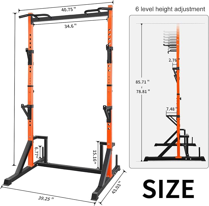 CANPA Multifunction Power Rack with Pull up Bar, Heavy Capacity and Adjustable Squat Stand Rack for Home Gym Equipment, Power Rack Cage