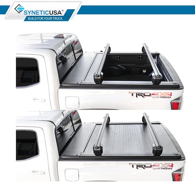 Syneticusa AR Automatic Retract Hard Tonneau Cover with Crossbars Fits 2016-2026 Tacoma 5' Bed Waterproof Off Road Retractable