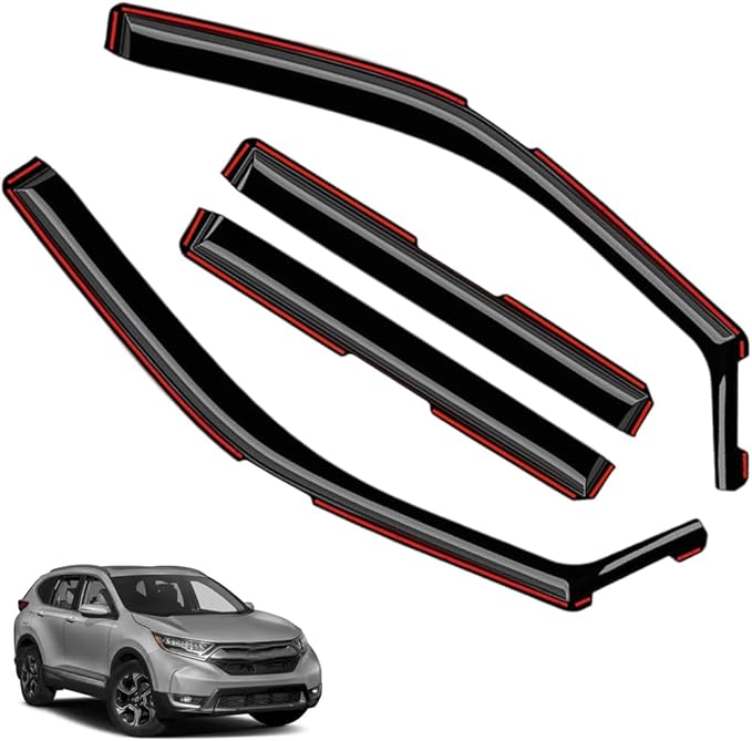 in-Channel Window Visors Rain Guards FIT Honda CRV 2017-2022 (2017-2022) – 4-Piece in-Channel Dark-Smoke Polycarbonate Vent Deflectors
