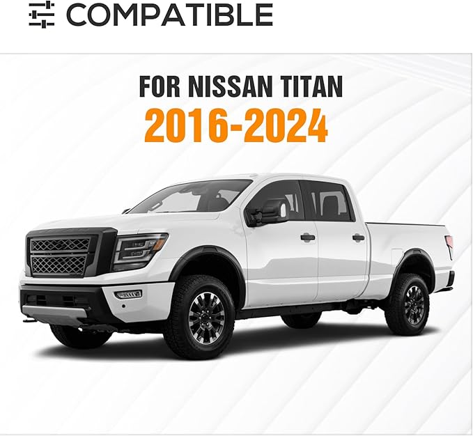 13.8" High Overland Bed Racks Truck Cargo Carrier Compatible with 2016-2024 Nissan Titan with 2 LED Lights and Bed Rails, Full-Size Truck Rear Ladder Rack Back Cross Bars