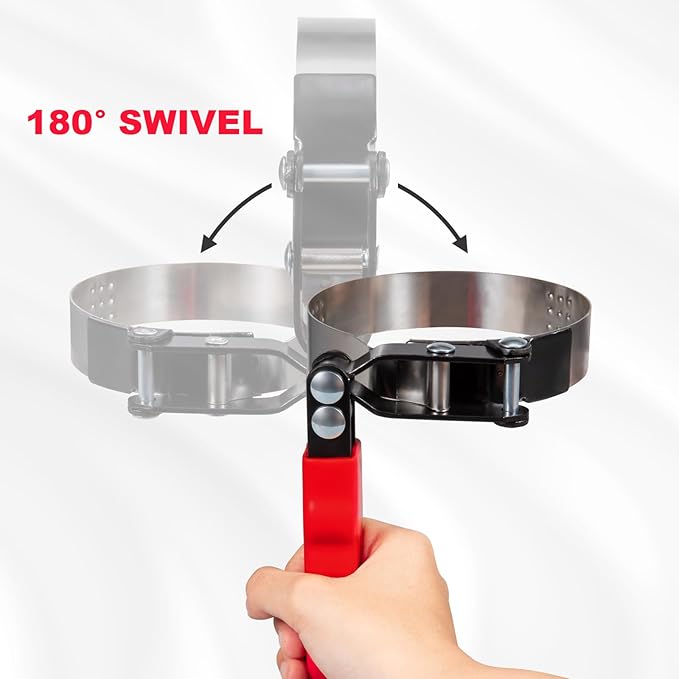 Spurtar Large Oil Filter Wrench, Swivel Oil Filter Removal Tool, Fits Filters 4-9/16" to 5-1/4" (116-133mm) for 4S Shop Auto Repair Mechanic DIY Generator Small Engine