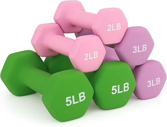 MADOG Dumbbell Set, Anti-Slip Neoprene Coated Hexagon Hand Weights for Home Gym Equipment Workouts Strength Training