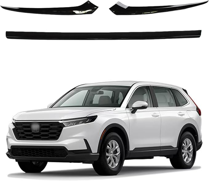 Front Bumper Engine Lid Grill Grille Cover Trim Compatible with Honda CR-V CRV 2023 2024 2025 2026, 3PCS ABS Glossy Black Car Accessories Exterior