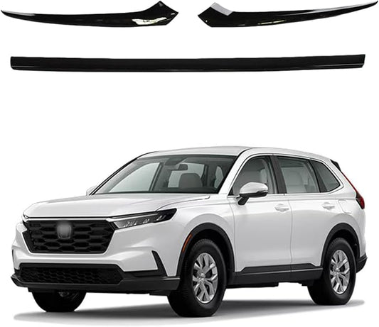 Front Bumper Engine Lid Grill Grille Cover Trim Compatible with Honda CR-V CRV 2023 2024 2025 2026, 3PCS ABS Glossy Black Car Accessories Exterior