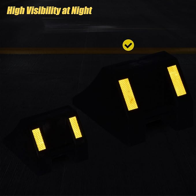 Heavy-Duty Rubber Wheel Chocks, Ergonomic Portable Durable Wheel Chock with Handle, Wheel Wedge, Wheel Stopper for Cars, Motorcycles, Travel Trailers (Large - 4Pack)