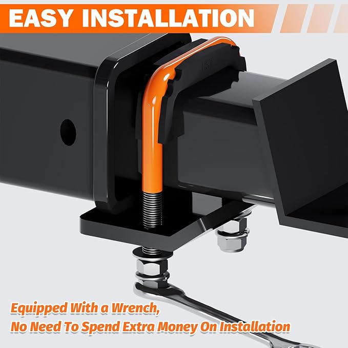 Hitch Tightener, Heavy Duty Anti-Rattle Hitch Stabilizer for 2" Hitch, Trailer Hitch Stabilizer with Rubber Isolator & Wrench for Hitch Mount, Cargo Carrier, Bike Rack (1 Pack, Orange & Black)