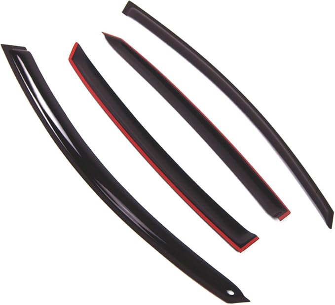 TuningPros Outside Mount Window Vent Visors Rain Guards Compatible with Audi A8 2008-2010 | Side Window Wind Deflectors Rain Shields | Smoke Tinted, 4 Pcs Set, DGWV-500-2