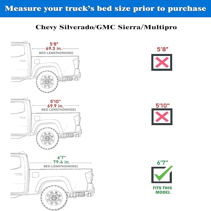 Low Profile Flip Up Truck Bed Tonneau Cover Fits 2019-2026 Chevy/GMC Silverado/Sierra 6'7" Bed (79.4")