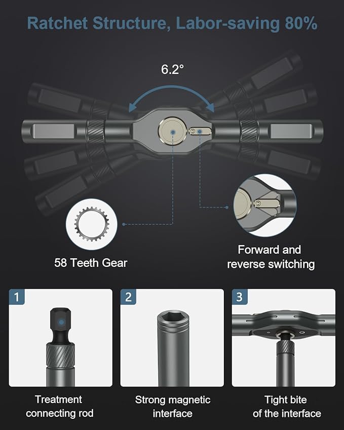 Upgraded 42 in 1 Magnetic Screwdriver Set, Ankilo DIY Ratchet Screwdriver Set, Multi Bit Magnetic Drive with 40 PCS Portable Repair Tool Kit for Home, Bike, Repairs - for Christmas Gifts (Grey)