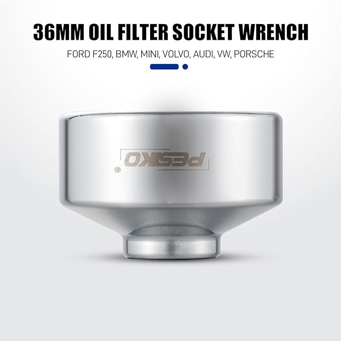 36mm Oil Filter Socket Wrench, Oil Filter Removal Tool for Ford F250, BMW, Mini, Volvo, Audi, VW, Porsche Vehicles Oil Change Kit