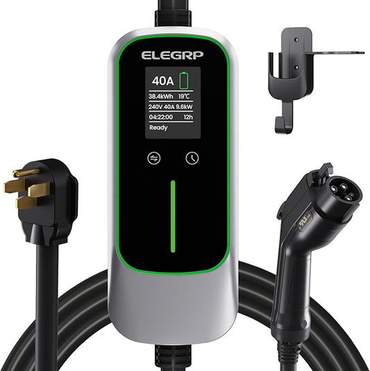 ELEGRP Level 2 EV Charger 40 Amp, Home & Portable Electric Car Charging Station with 25FT J1772 Charger and NEMA 14-50 Plug, 9.6kW for BEVs & PHEVs, ETL Certified PBE & LCR Tech