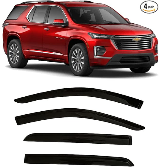 2018-2023 Tape-On Rain Guards for Chevrolet Traverse Side Window Visor Deflectors LS LT RS Premier True North High Country Durable Tinted Shades 2019 2020 2021 2022