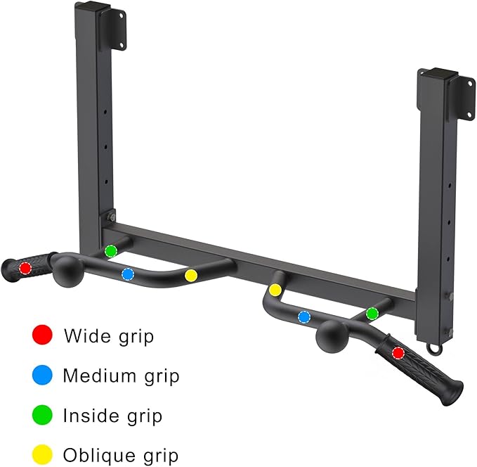 Kipika 32" Ceiling Mounted Pull Up Bar - Heavy Duty, Highly Adjustable, Multifunctional Chin Up Bar - Home Gym System with Punching Bag Hanger and Resistance Bands Training