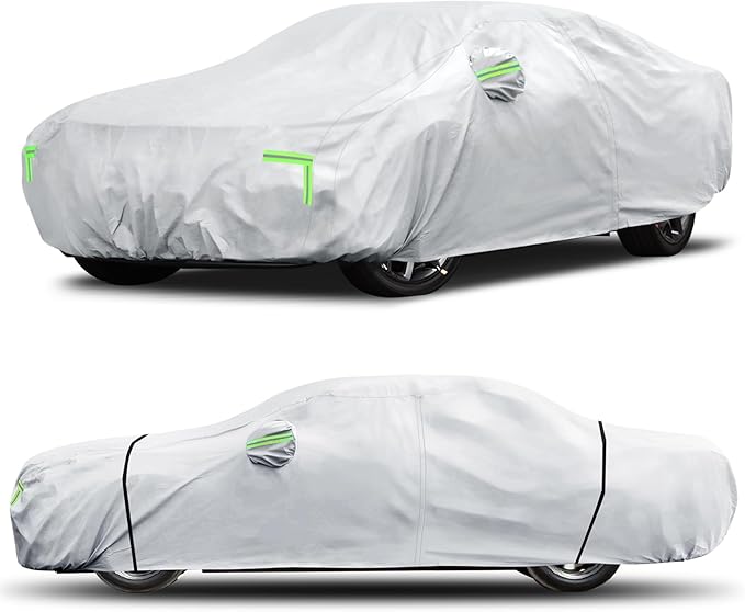 Car Cover Custom Fit for Dodge Challenger 2008-2025,6 Layers Truck Cover Waterproof All Weather for Automobiles,Outdoor Full Exterior Cover,Rain, Sun, Wind Protection,Silver