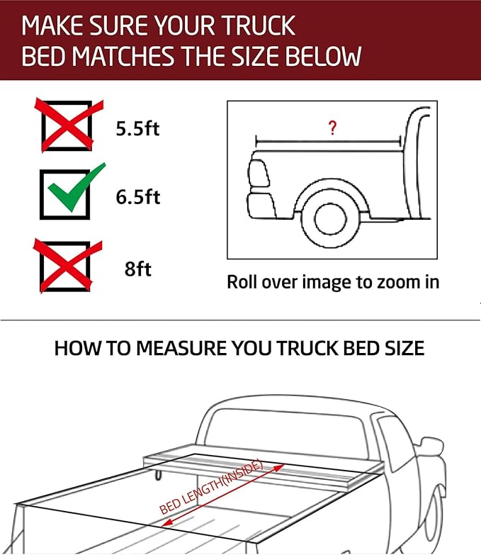 Kikito Professional FRP Hard Tri-Fold Truck Bed Tonneau Cover for 2017-2025 Titan w/o Titan Box 6.5ft (78.7") Bed |for Models with or Without The Utili-Track System|