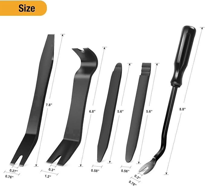 GOOACC 5 PCS Nylon Auto Trim Removal Tool Kit No-Scratch Removal Tool Kit for Car Clip Panel & Audio Dashboard Dismantle Black