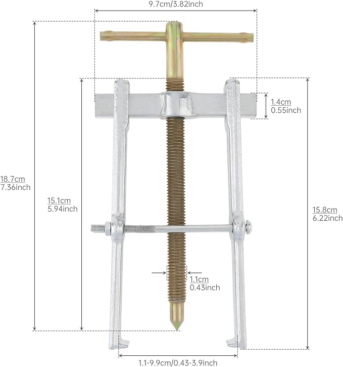 ChgImposs 8 Inch Two Jaw Bearing Puller Tool, Adjustable Carbon Steel Gear Pulley & Flywheel Remover Kit for Motorcycle, Car & Machine Use