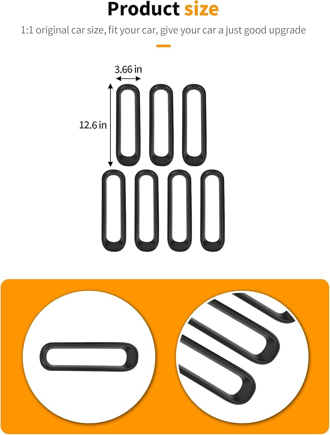 Hoolcar Grill Inserts Front Grille Mesh Cover Guard for Jeep Wrangler JK 2007-2017 Clip-on Grille Exterior Accessories, Matte Black