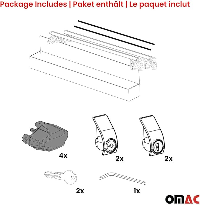 OMAC Roof Rack Cross Bars for Ford Escape 2008-2019 Lockable 198Lbs Aluminium Silver 2Pcs fits Cargo Carriers Kayak Canoe Bike Snowboard