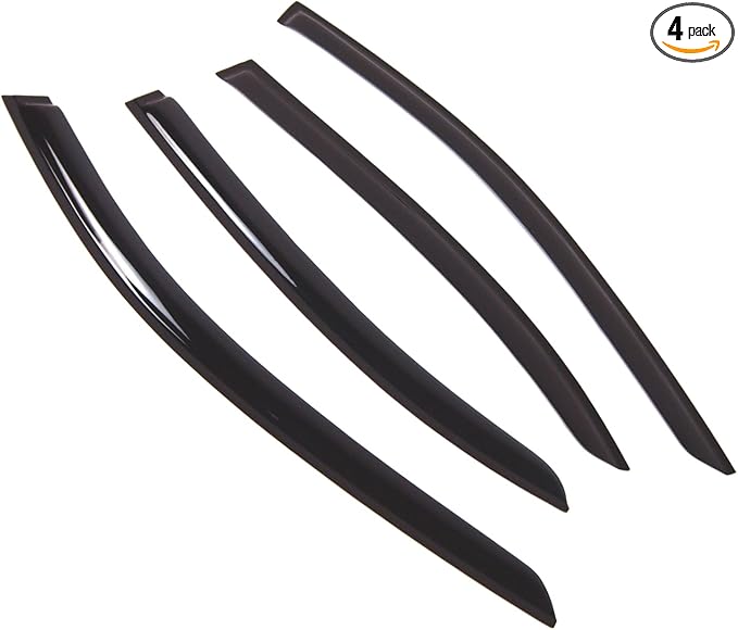 TuningPros Outside Mount Window Vent Visors Rain Guards Compatible with Mercedes S550 S600 S63 2007-2013 | Side Window Wind Deflectors Rain Shields | Smoke Tinted, 4 Pcs Set, DGWV-723