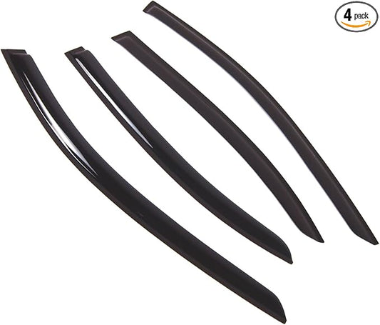 TuningPros Outside Mount Window Vent Visors Rain Guards Compatible with Mercedes S550 S600 S63 2007-2013 | Side Window Wind Deflectors Rain Shields | Smoke Tinted, 4 Pcs Set, DGWV-723