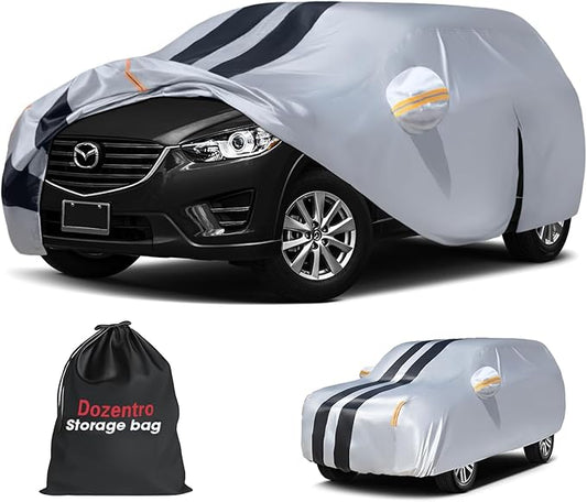 10 Layers Sedan Car Cover Custom Fit for Mazda CX-5(2002-2025), 100% Waterproof All Weather for Automobiles, Gift with Towel, Heavy Duty Car Covers for Rain Sun UV Protection with Door Zipper.
