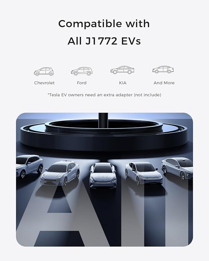 Level 2 EV Charger, 40A 240V Portable EV Home Charging Station, Schedule Time 8-40A Adjustable Current Electric Vehicle Charger Compatible with All J1772 EVs (20 ft)