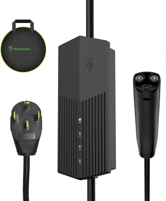 Primecom (NACS) EV Charger Mobile Connector, 40 Amp, Long Cord 30ft, 40ft, 50ft Level 2 Electric Vehicle Charging Station for Tesla, Hyundai Ioniq, Kia EV6 EV9 (14-50 Plug, 30 Feet)