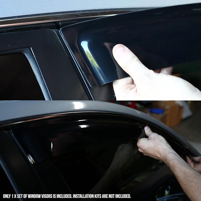 DNA Motoring WVS-042 4pcs Dark Smoke Vent Window Visor Deflector Rain/Sun Guard Compatible with 04-14 Ford F-150 Extended Cab 4-Door