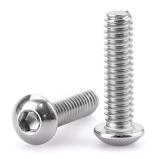 1/4-20 x 1 Button Head Socket Cap Bolts Screws, 304 Stainless Steel 18-8, Allen Hex Drive, Bright Finish, Fully Machine Thread, Pack of 50