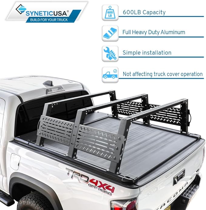 Syneticusa AR Automatic Retract Hard Tonneau Cover with Rack Fits 2016-2026 Tacoma 5' Truck Bed Waterproof Off Road Overlanding