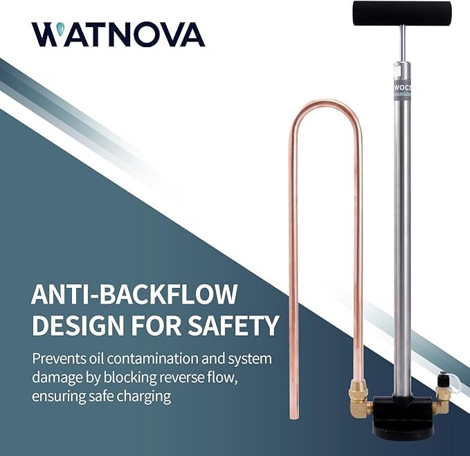 WATNOVA Professional Refrigeration Oil Charging Pump - 250PSI Non-Stop Operation, 3.8oz/Stroke, Dual-Brace Design w/ 1.5M Hose & Backflow Prevention (All Oil Types, 1/2.5/5 Gal Tanks)
