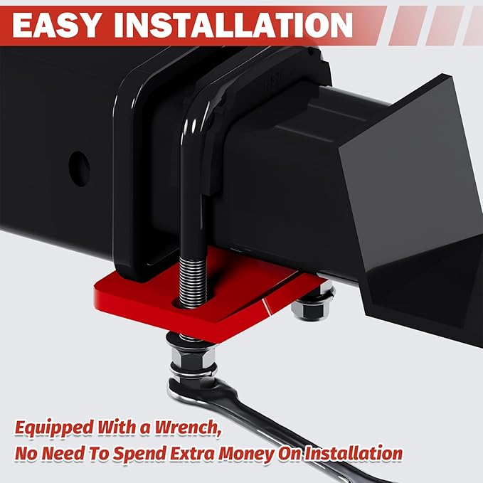 Hitch Stabilizer - Heavy Duty Anti-Rattle Stabilizer for 2" Hitch with Rubber Isolator. Ideal for Cargo Carrier, Bike Rack (Black & Red, 1 Pack)