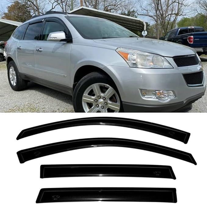 94161 Side Window Wind Deflectors fit for 2009-2017 Chevrolet Traverse,4pcs Outside Mount Style Nice Sun Rain Guards Set,Dark Smoke Window Visor