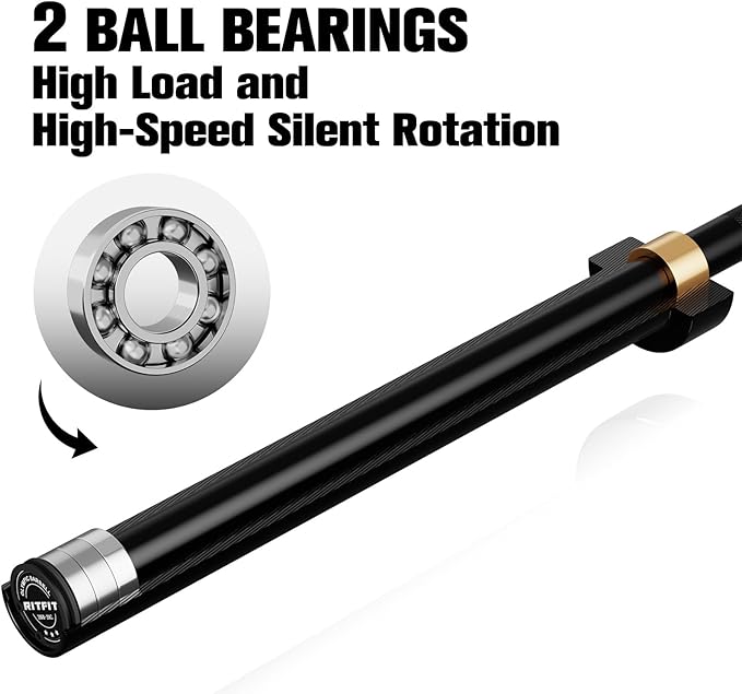 RITFIT 7FT Olympic Barbell for Strength and Weightlifting Training - 2 Inch Olympic Bar for Squat, Deadlift, Bench Press, Curl, Overhead Press - 500lbs/1000lbs/1500lbs Capacity