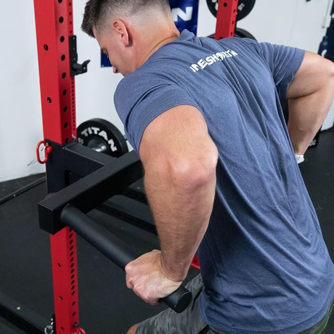 Titan Fitness T-3 Series Y-Dip Bar, Rack Mounted Dip Attachment, 500 LB Capacity, Fits 2 x 3 tubular steel