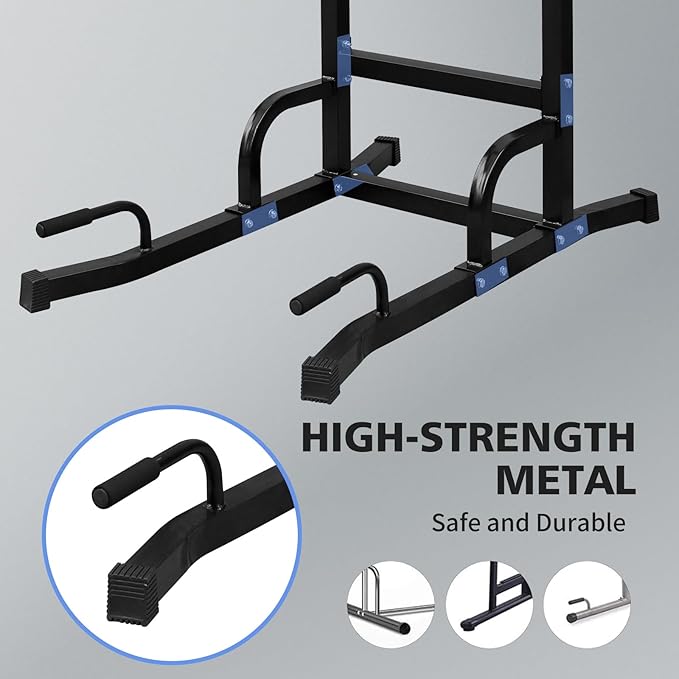 Power Tower Pull Up Bar Station,Height Adjustable Multi-Function Dip Station for Home Gym Strength Training Fitness Workout Equipment
