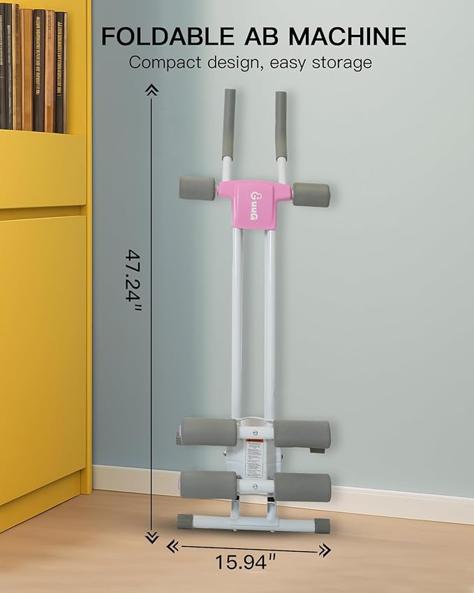Ab Machine Abdominal Stomach Workout: Adjustable Ab Trainer Machine Ab Cruncher Core Strength Training Equipment for Home Gym Foldable for Women and Men