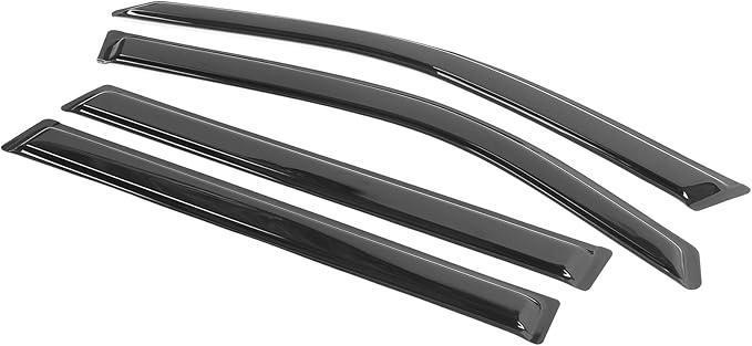 IKON MOTORSPORTS Tape On External Window Visor, Compatible with 2003-2008 Honda Pilot, Slim Style Acrylic Black Sun Rain Wind Guards Cover 4Pcs Set