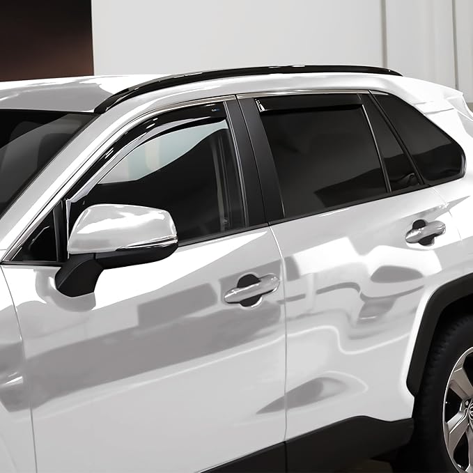 CLIM ART in-Channel Incredibly Durable Rain Guards for Toyota RAV4 2019-2025, Original Window Deflectors, Vent Deflector, Vent Window Visors, Dark Smoke Car Accessories, 4pcs - 619152