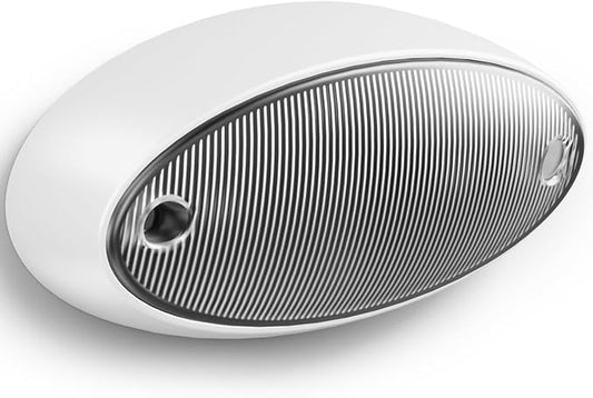 Safoner Aluminum LED RV Porch Light Exterior Oval- 1400LM Bright White & Amber Switchable Lighting, IP67 Waterproof Exterior Fixture- 12V Outdoor Light for Travel Trailer, Camper, Motorhome (White)