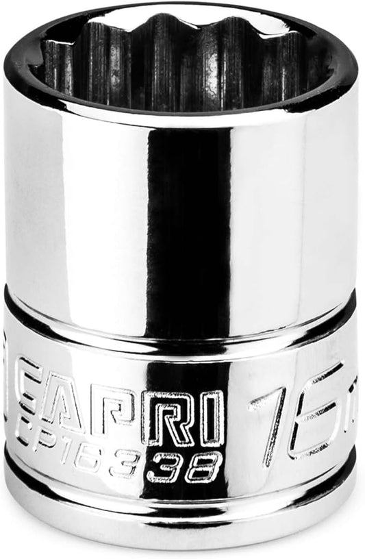 Capri Tools 16 mm Shallow Socket, 3/8 in. Drive, 12-point, Metric