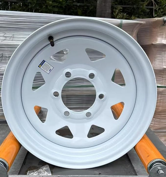 Steel wheel 15X6J 5X4.5inch BCD:4.25inch Offset0 8spoke Load:2860 18.96 lbs TR600Hp